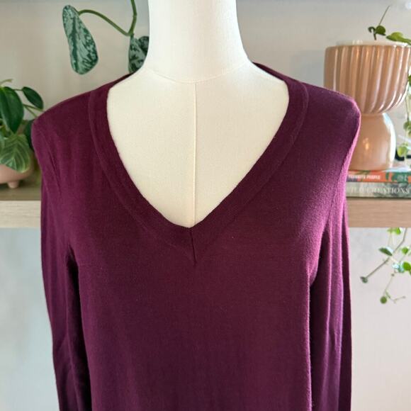 Torrid Burgundy V-Neck Long Sleeve Top Chiffon Hem Women 0 Large Fall Winter - Picture 3 of 9